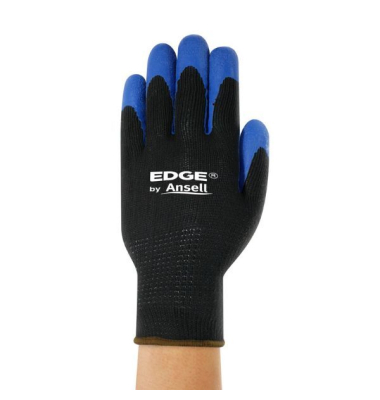 Arbeitshandschuhe EDGE, Naturgummilatex, schwarz/blau, Größe 10 / XL