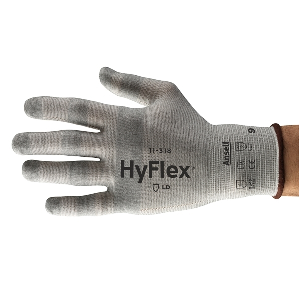 12 Stück Ansell Arbeitshandschuhe HyFlex, grau, Größe 9 / L 0076490470552 Ansell
