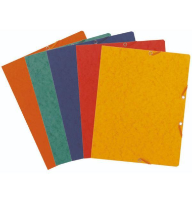 Eckspannmappe - 55460E, A4 je 2x rot/gelb/gr&uuml;n/orange/blau Karton 355g, f&uuml;r ca. 250 Blatt  (80 g/m&sup2;), mit 3 Einschlagklappen