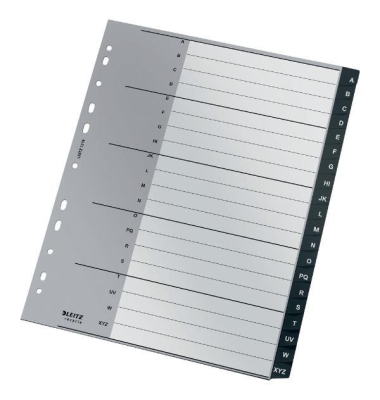 Kunststoffregister 1219-00-00, A bis Z, A4, 300µm, schwarze Taben, 20-teilig