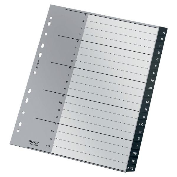 Leitz Kunststoffregister 1219-00-00, A bis Z, A4, 300µm, schwarze Taben, 20-teilig 4002432127535 Leitz