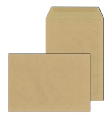 Versandtasche, ohne Fenster, gummiert, 90 gm², Papier (RC), braun