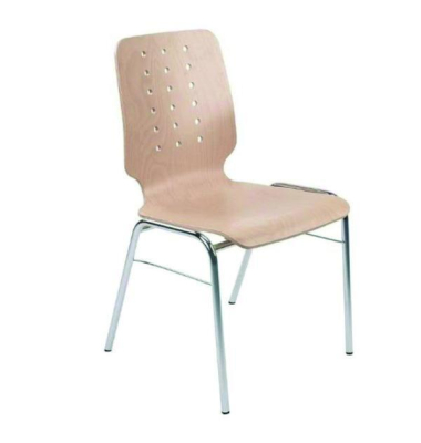 Besucherstuhl WING V, stapelbar, Holz buche, chrom