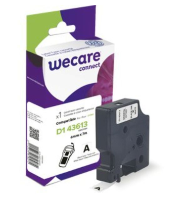 Schriftband K80011W4, 6mm x 7m, schwarz/weiß, laminiert, kompatibel zu D1 43613 / S0720780