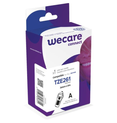 Schriftband K80024W4, 36mm x 8m, schwarz/weiß, laminiert, kompatibel zu P-touch TZe-261