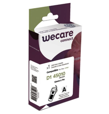 Schriftband K80028W4, 12mm x 7m, schwarz/transparent, laminiert, kompatibel zu D1 45010 / S0720500