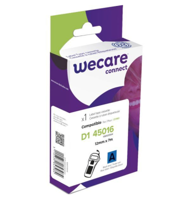Schriftband K80035W4, 12mm x 7m, schwarz/blau, laminiert, kompatibel zu D1 45016 / S0720560