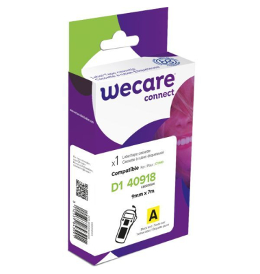 Schriftband K80036W4, 9mm x 7m, schwarz/gelb, laminiert, kompatibel zu D1 40918 / S0720730