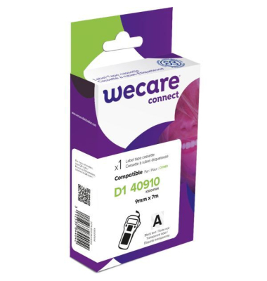 Schriftband K80041W4, 9mm x 7m, schwarz/transparent, laminiert, kompatibel zu D1 40910 / S0720670