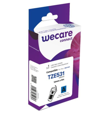 Schriftband K80051W4, 12mm x 8m, schwarz/blau, laminiert, kompatibel zu P-touch TZe-531
