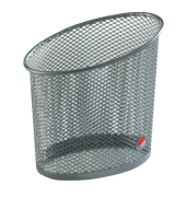 Stifteköcher Mesh, Stahl, Ellipse, 103 x 73 x 120 mm, 1 Fach, silber