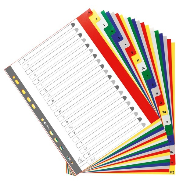 Exacompta Kunststoffregister 90E, A bis Z, A4+, 120µm, farbige Taben, 20-teilig + Deckblatt 3130630000907 Exacompta