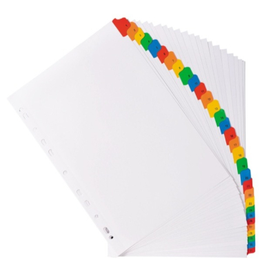 Kartonregister 1131E, 1 bis 31, A4, 160 g/m², farbige Taben, 31-teilig