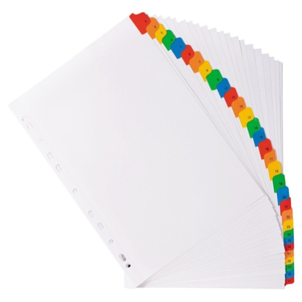 Exacompta Kartonregister 1131E, 1 bis 31, A4, 160 g/m², farbige Taben, 31-teilig 3130630011316 Exacompta