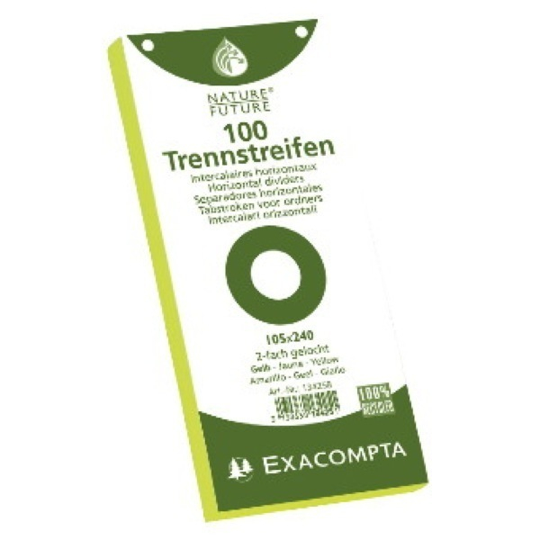3130630134251 - Trennstreifen Exacompta 13425B Forever rechteckig 2-fach Lochung B 240 x H 105 mm Blauer Engel Recycling-Kraftkarton gelb 100 Stück
