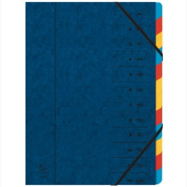 3130630541202 - Fächermappe Karton Eckspanngummi A4 12 Fächer sortiert 3130630541202 Exacompta