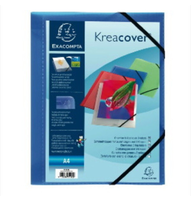 Eckspannmappe Kreacover 55182E, A4 blau PP, mit 3 Einschlagklappen