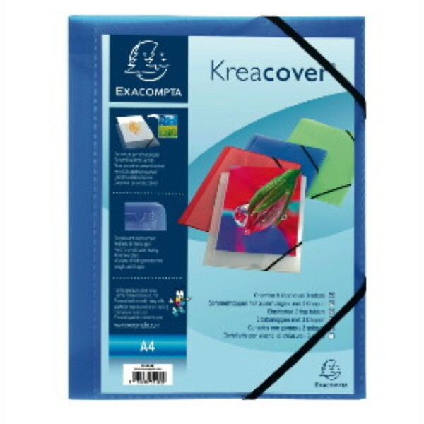 3130630551829 - Eckspannmappe Kreacover 55182E A4 blau Polypropylen (PP) 80g mit 3 Einschlagklappen 3130630551829 Exacompta