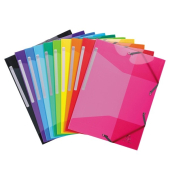 Eckspannmappe Iderama 55670E, A4 farbig sortiert Polypropylen (PP), mit 3 Einschlagklappen