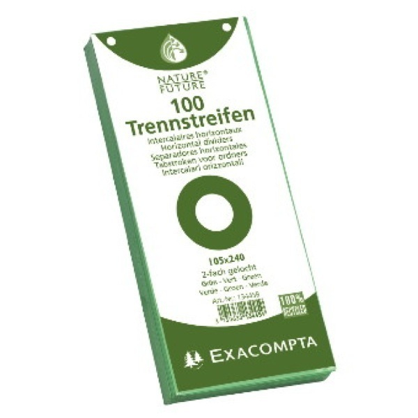 3130630134459 - Trennstreifen Exacompta 13425B Forever rechteckig 2-fach Lochung B 240 x H 105 mm Blauer Engel Recycling-Kraftkarton grün 100 Stück