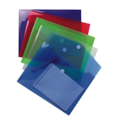 Dokumententasche Cristal - Serie 56420E, A4 quer, transparent blau/violett/gr&uuml;n/rot/farblos, Polypropylen (PP), Klettverschluss