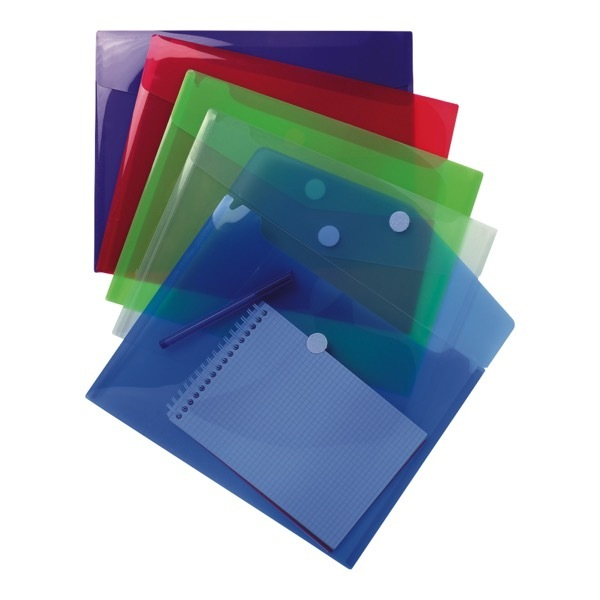 3130631564200 - Dokumententasche 56420E A4 quer transparent blau violett grün rot farblos Polypropylen (PP) Klettverschluss 3130631564200 Ex 5 Stück