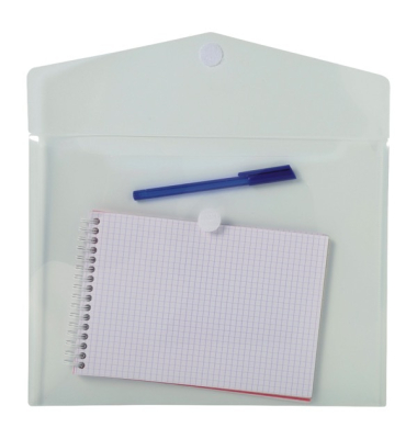 Dokumententasche 56421E, A4 quer, transparent, Polypropylen (PP), Klettverschluss