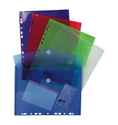 Dokumententasche 57380E, A4, transparent blau/violett/gr&uuml;n/rot/farblos, Polypropylen (PP), Klettverschluss