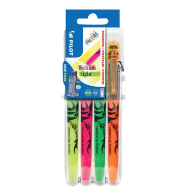 Textmarker FriXion light, S4/0546818, Etui, 4-farbig sortiert, 3,8mm Keilspitze
