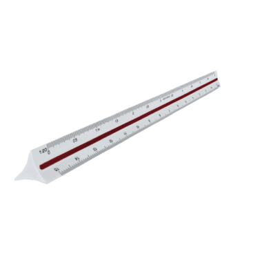 Dreikantmaßstab, Kunststoff, L: 30 cm, mm-Teilung, weiß
