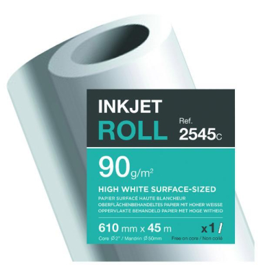 Plotterpapier Clairjet Light Coated 2545C A1+, 610mm x 45m, hochweiß, 90g Plotterpapier Clairjet Light Coated 2545C A1+, 610mm x 45m, hochweiß, 90g