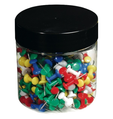 Pinnnadel Push Pins Diabolokopf Spitze 10 mm lang farbeig sortiert Pinnnadel Push Pins Diabolokopf Spitze 10 mm lang farbeig sortiert