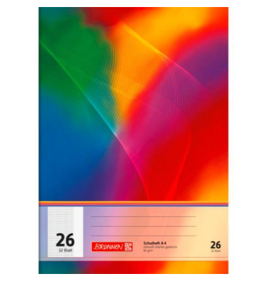 Schulheft 104432602 Standard-Schulhefte-Serie, Lineatur 26 / kariert, A4, 80g, regenbogen, 32 Blatt / 64 Seiten