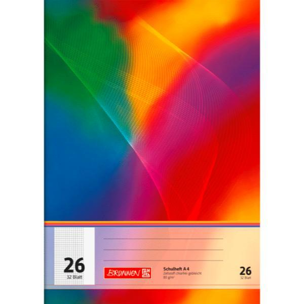 4003273593435 - Schulheft 10-4432602 Lineatur 26   kariert mit weißem Rand   keine A4 80g regenbogen 32 Blatt   64 Seiten 4003273593435 Bru