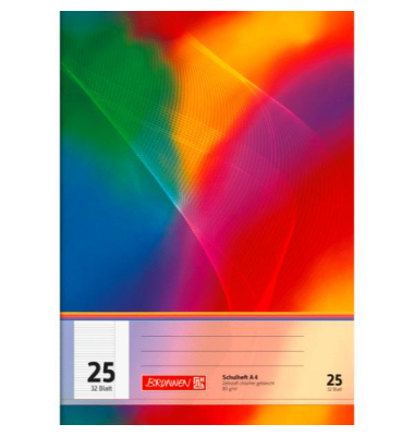 Schulheft 104432502 Standard-Schulhefte-Serie, Lineatur 25 / liniert, A4, 80g, regenbogen, 32 Blatt / 64 Seiten