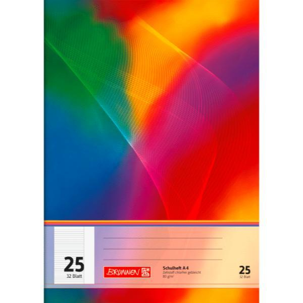 4003273593442 - Schulheft 10-4432502 Lineatur 25   liniert mit weißem Rand A4 80g regenbogen 32 Blatt   64 Seiten 4003273593442 Brunnen