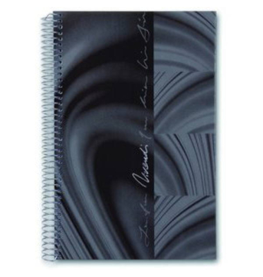 Collegeblock 10-6793580 Vivendi, Muster, kariert / kariert Rand beidseitig, A5, 90g, schwarz, 100 Blatt