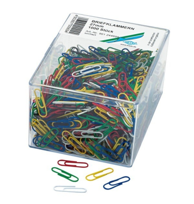 Büroklammer 901244699, 27mm, kunststoffüb farbig