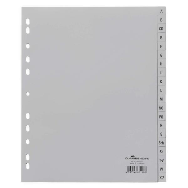 Durable Kunststoffregister 652010, A bis Z, A4, 120µm, graue Taben, 20-teilig 4005546611297 Durable