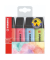 Textmarker BOSS ORIGINAL Pastel, 70/4-3, Etui (4 #), farbig sortiert (blau/limette/korallenrot/rosa), 2-5mm Keilspitze