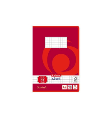 Oktavheft 413633 x.book, Lineatur 52 / kariert, A6, 70g, rot, 32 Blatt / 64 Seiten Oktavheft 413633 x.book, Lineatur 52 / kariert, A6, 70g, rot, 32 Blatt / 64 Seiten
