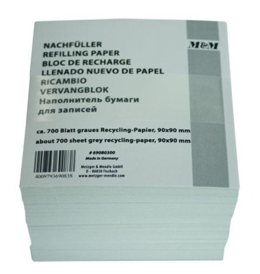 Zettelklotz 69080300, 90x90mm, lose, weiß, Recyclingpapier, 700 Blatt