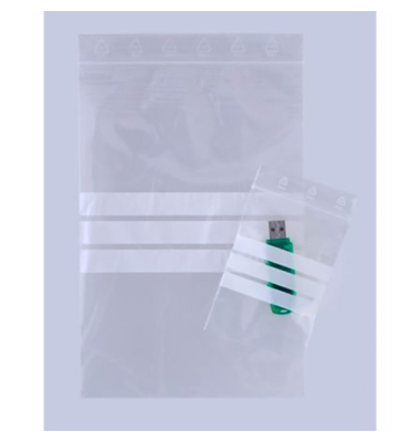 Druckbandbeutel DEBAGRIP, m.Beschr.feld, PE, 0,05 mm, 100 x 150 mm, tr
