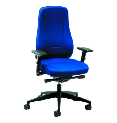 B&uuml;rostuhl Younico 2456, blau / silber, mit Armlehnen, bis 120kg, ohne Kopfst&uuml;tze