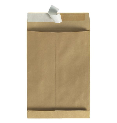 Faltentaschen 08350250, C4, ohne Fenster, 40mm-Falte, haftklebend, 140g, braun