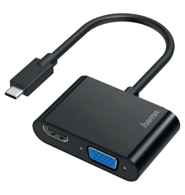 Video-A 2in1, USB-C-St - VGA & HDMI Buchse, Ultra-HD 4k, swz Video-Adapter