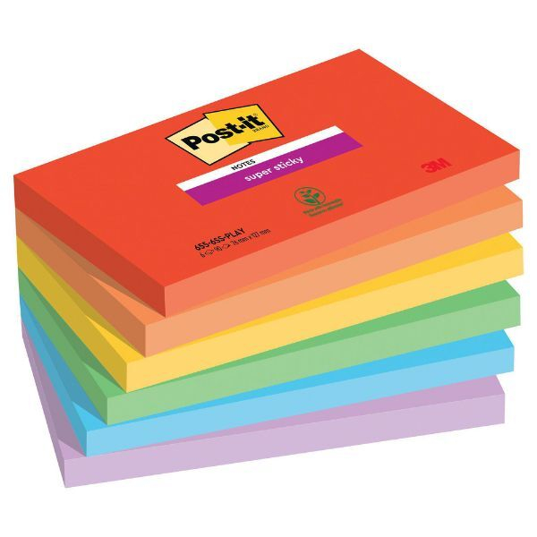 Post-it Haftnotizen 7100258796, 127x76mm, farbig sortiert (ultrarot/vitalorange/ultragelb/limonengrün/paradiseblau/flieder), rechteckig  6 Stück
