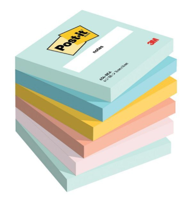 Haftnotizen 7100259201, 76x76mm, farbig sortiert (mintgr&uuml;n/aqua/gelb/orange/pink), quadratisch