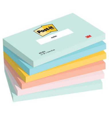 Haftnotizen 7100259082, 76x127mm, farbig sortiert (mintgr&uuml;n/aqua/gelb/orange/pink), rechteckig