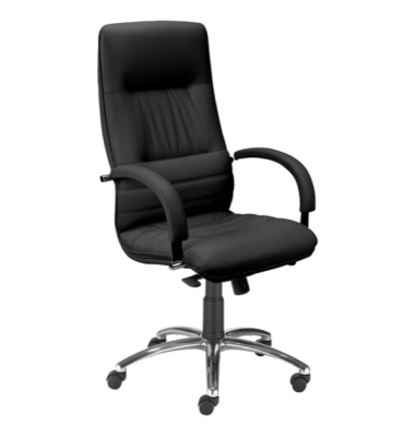 B&uuml;rodrehstuhl Optimum, schwarz / chrom, mit Armlehnen, bis 120kg, ohne Kopfst&uuml;tze